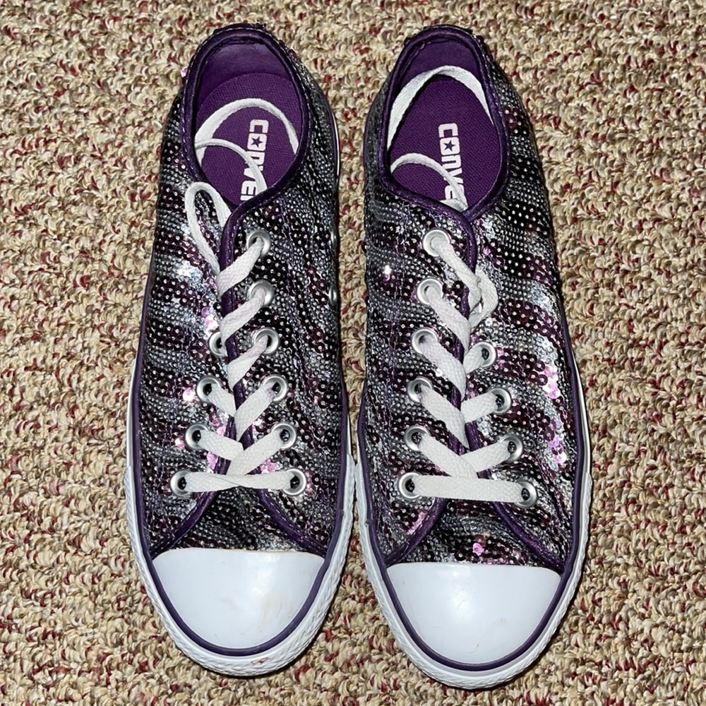Purple Sequins Converse All Stars